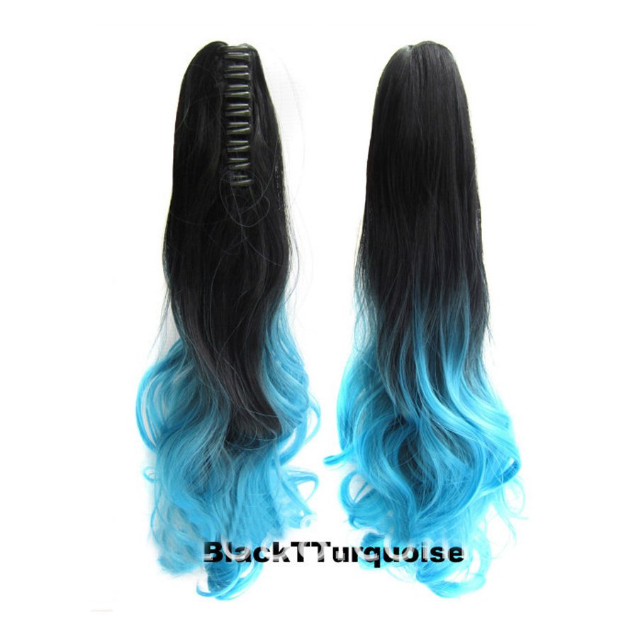 หางม้าหนีบ Ombre แบบลอน (50cm 150g.) สี 1BTTurquoise