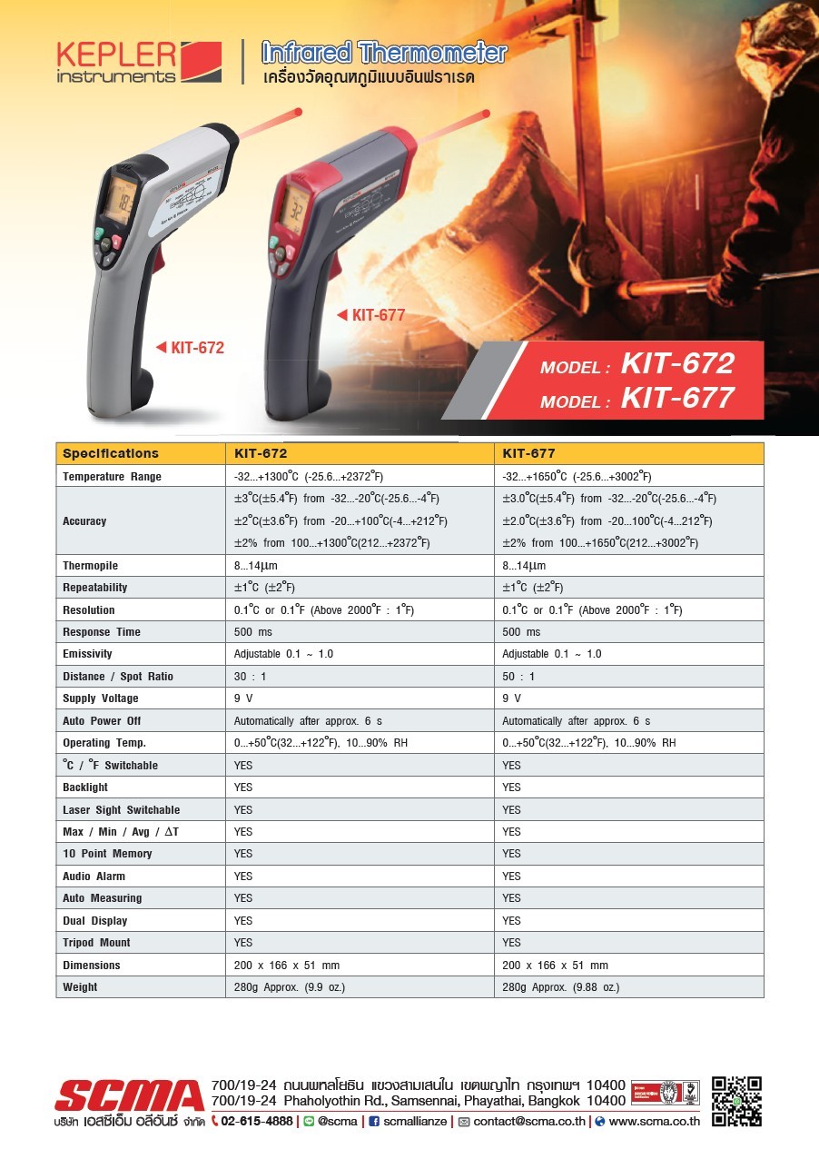 เครื่องวัดอุณหภูมิแบบอินฟราเรด KEPLER รุ่น KIT-677 : Infared Thermometer