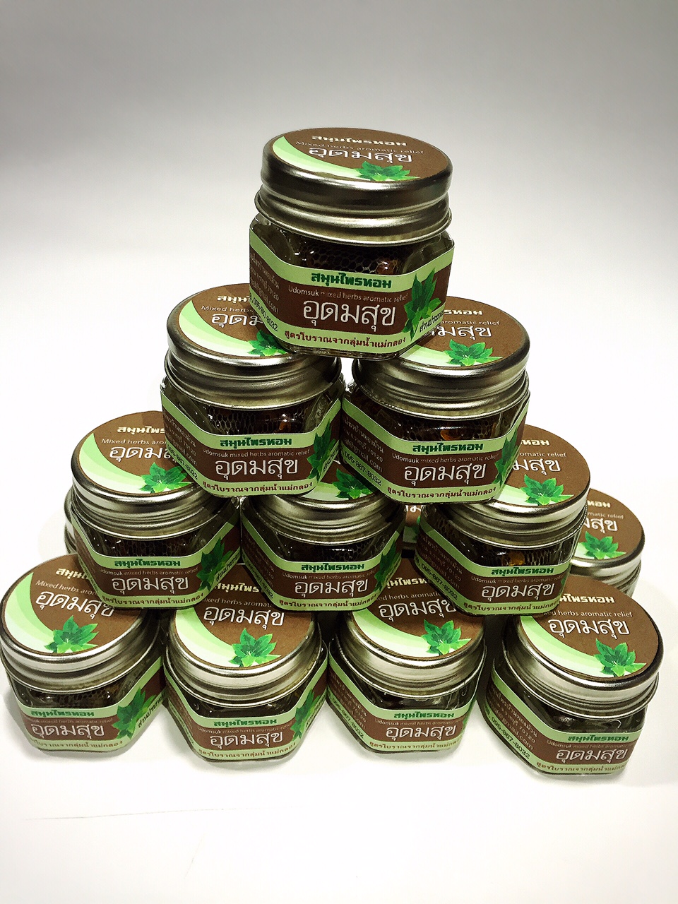 ยาดมสมุนไพรหอมอุดมสุข Udomsuk Aromatic Relief แพค 12