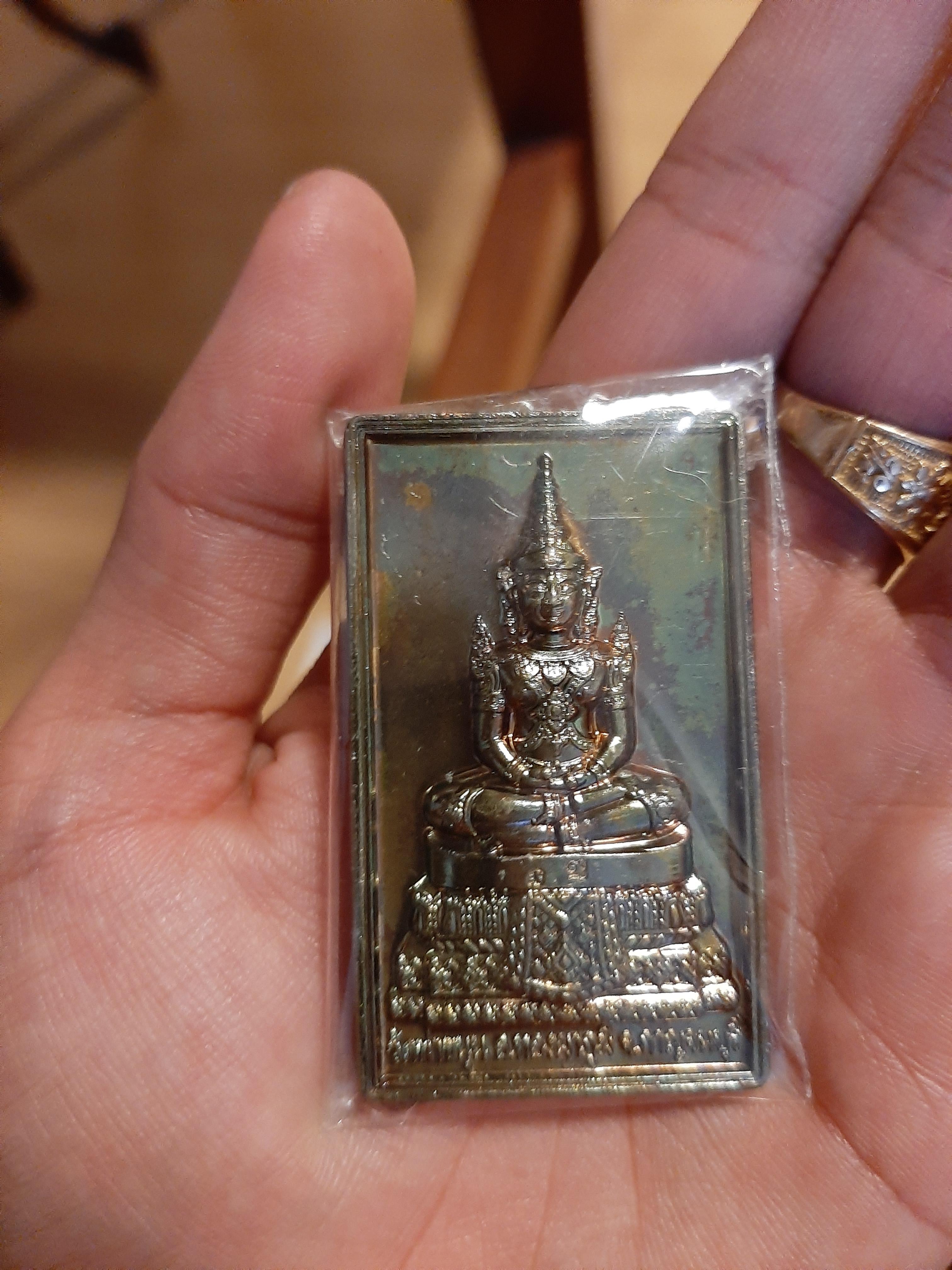 พระสมเด็จเนื้อเขียวเหล็กไหลเลี่ยมเงินลงยา วัดท่าขนุน ปี 63 (พิธีพลิกชีวิต)