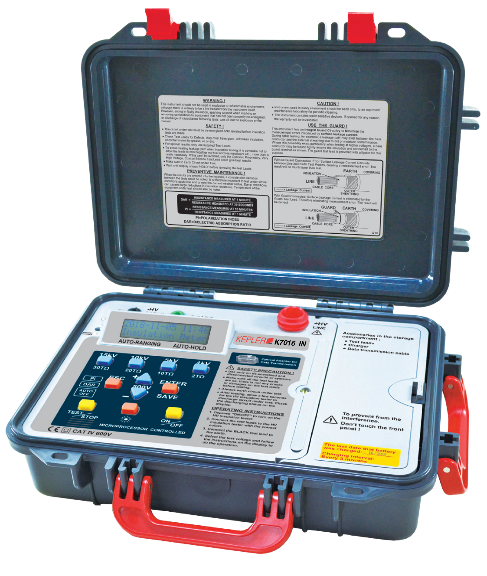 เครื่องวัดความต้านทานฉนวนไฟฟ้าแรงดันไฟสูง (15kV) (DIGITAL HIGH VOLTAGE INSULATION TESTERS (15kV)) แบรนด์ KEPLER รุ่น K7016 IN