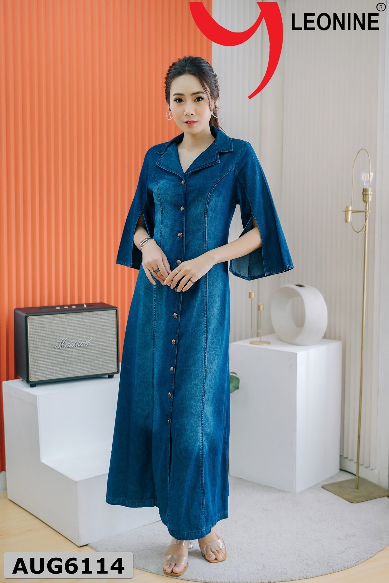 มีบิ๊กไซส์แม๊กซี่เดรสสาวหวาน(มีไซส์อก 36"38"40"42"44"46"48"50")ทรงสวยใส่สบายเอวสม็อค งานจริง ยีนส์แท้ผ้ายีนส์นิ่มเนื้อดีไม่หด กระดุมหน้าแกะได้ทั้งหมด
