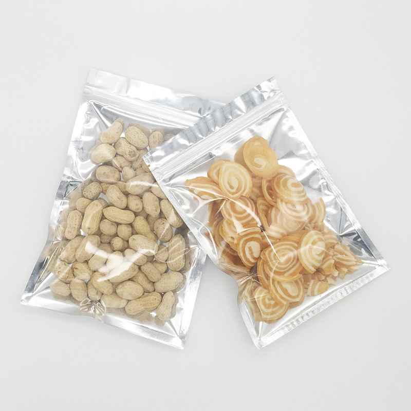 ถุงซิปล็อคก้นแบน หน้าใส หลังเงิน (ตั้งไม่ได้)