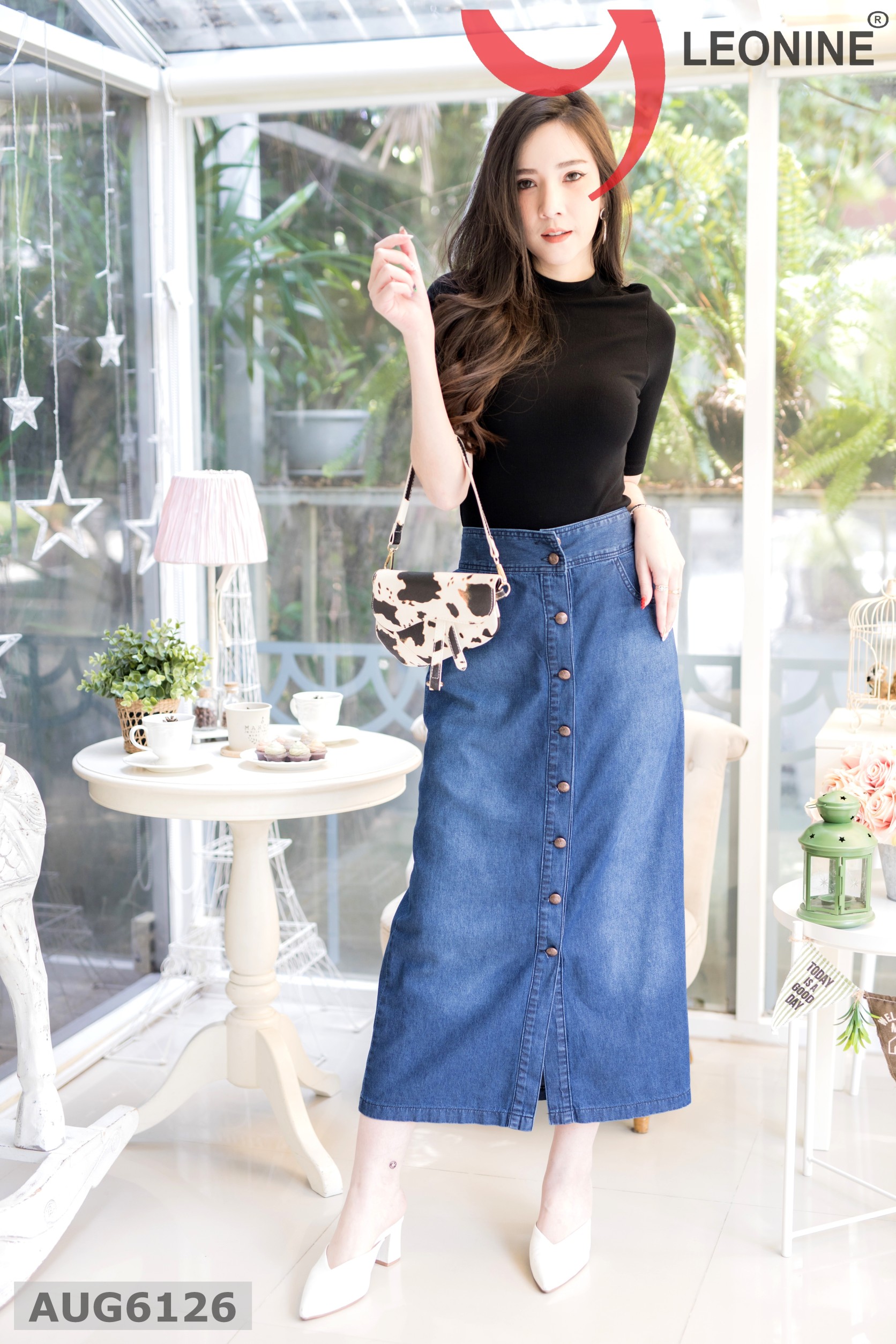 กระโปรงยีนส์ยาว ขนาด Free Size และ XXL สียีนส์เข้ม จากยีนส์ผ้านิ่ม แบบสวยใส่สบาย