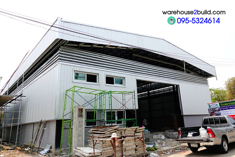 รับสร้างโกดังสำเร็จรูป บางพลี จ.สมุทรปราการ ขนาด 18.00 x 21.00 x 6.90 m.