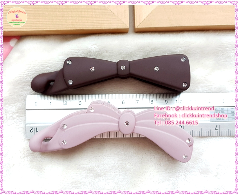 กิ๊บกล้วย รูปโบ พลาสติก สี (ตัวยาว 10 ซ.ม.) งานสไตล์เกาหลี ขายส่ง เซต 12 ชิ้น แบบสินค้าตามรูป