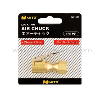 MITO : หัวเติมลม แบบสั้น มีล็อค เกลียวในขนาด 1/4" PF (MI-50)