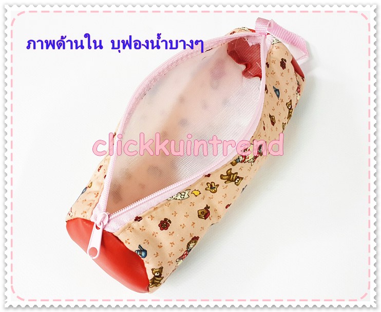 ซองใส่ดินสอและเครื่องเขียนทำจากผ้า ด้านในบุด้วยฟองน้ำ ขายส่ง เซต 12 ใบ คละลายผ้า