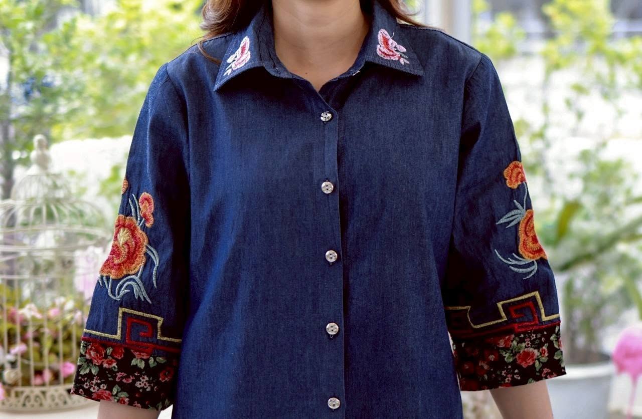ชุดยีนส์ #8753 (#8/0/2) เดรสยีนส์ ปักลายสวยหรู ผ้ายีนส์เนื้อนิ่มแบบสวยใส่ได้หลายโอกาส