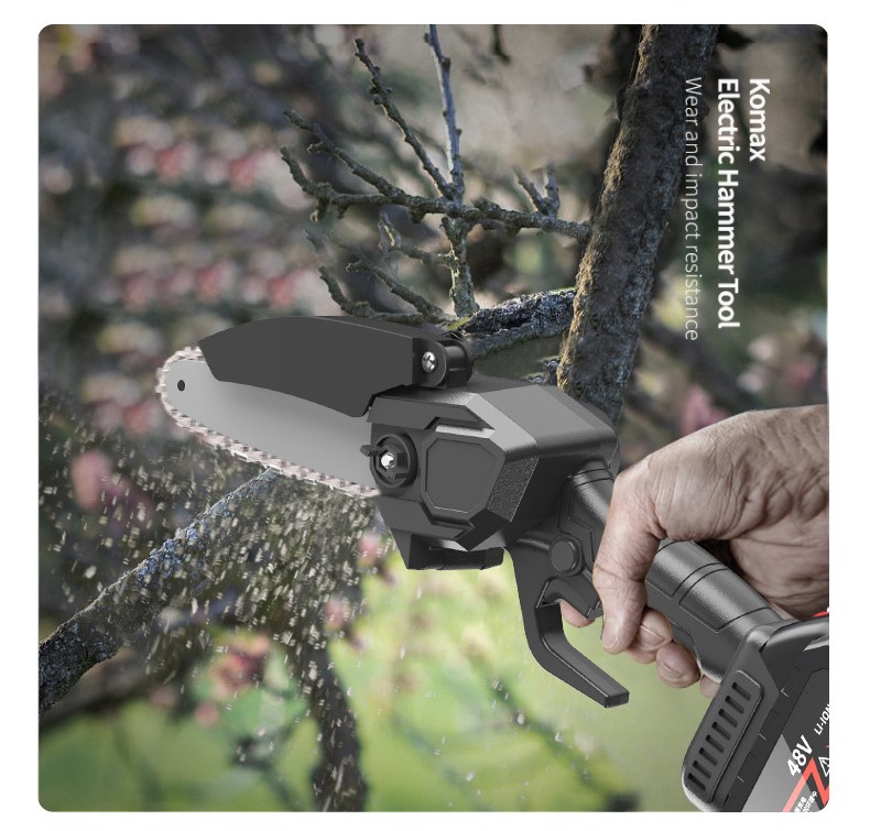 เลื่อยโซ่ตัดกิ่งไม้ 6 นิ้ว ใช้แบตเตอรีลิเทียม 48V Rechargable พร้อมกล่องบรรจุอย่างดี