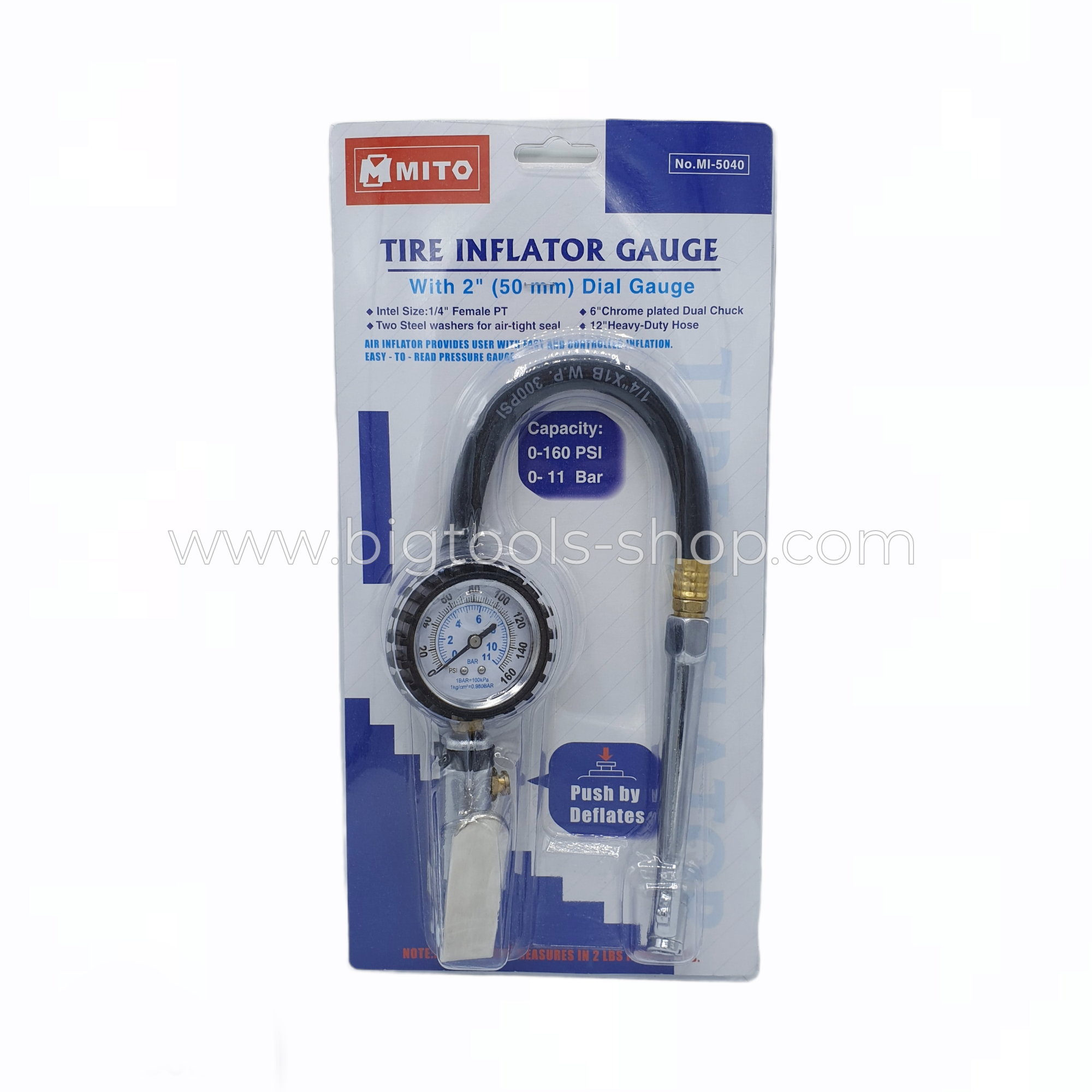 MITO: เกจ์วัดลม พร้อมหัวเติมลม (MI-5040) Tire Inflator Gauge