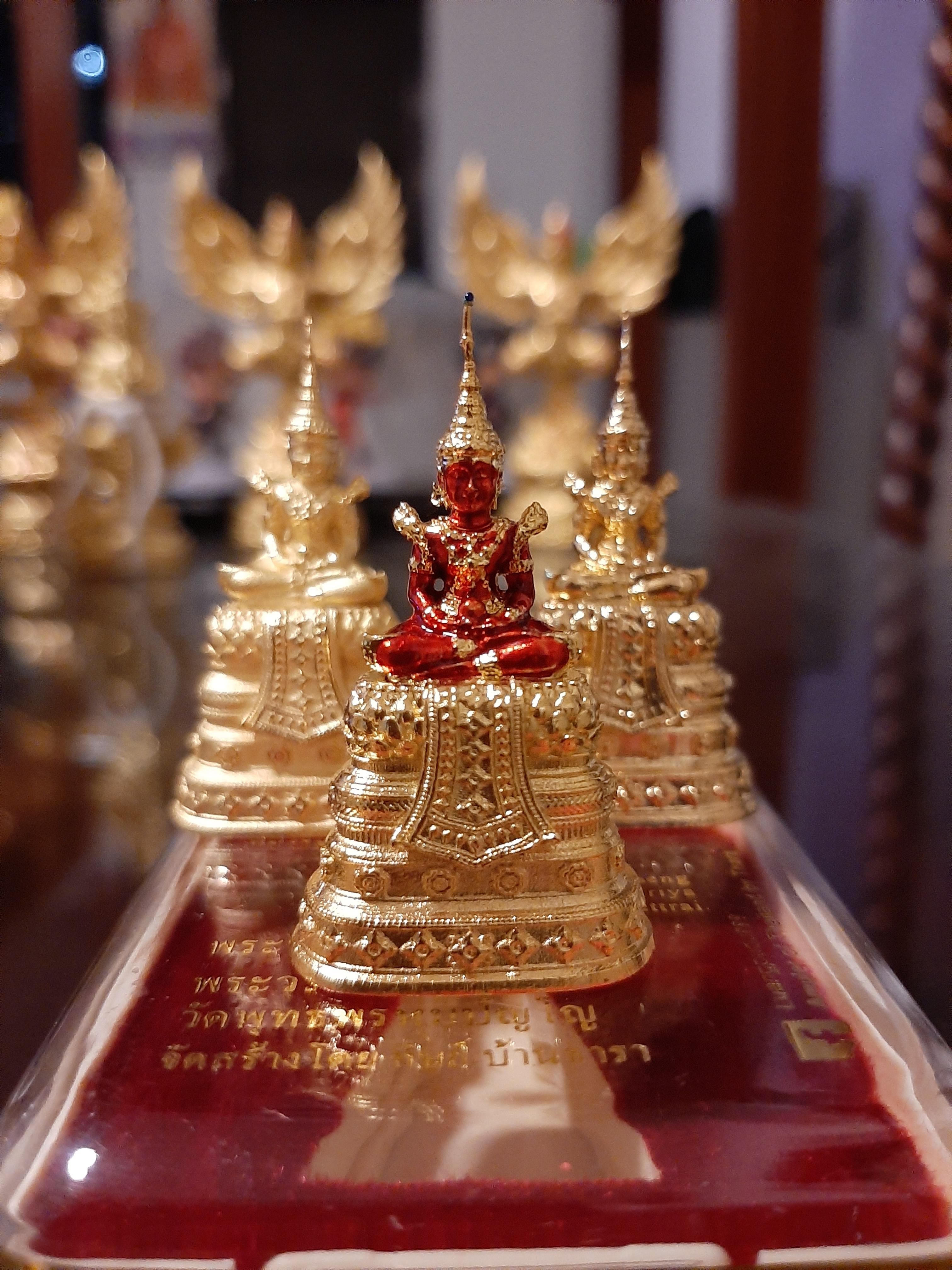 พระแก้วแดง (ชุบทองลงยาแดง) หลวงตาม้า วัดถ้ำเมืองนะ