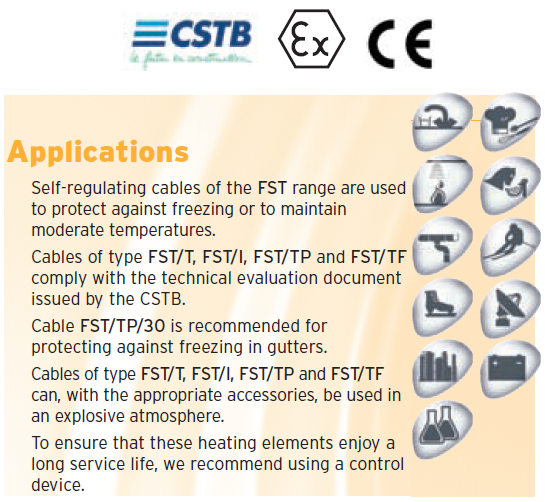 สายไฟฮีตเตอร์ (Heating wires ) รุ่น FST/TP 25W/M 230V ยี่ห้อ Flexelec รุ่น FST/TP