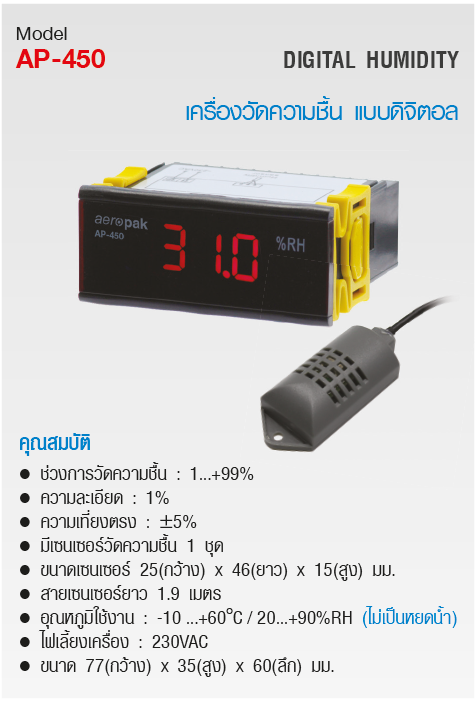 Aeropak เครื่องวัด-ควบคุมอุณหภูมิแบบติดแผง Temperature indicating controllers รุ่น AP-450