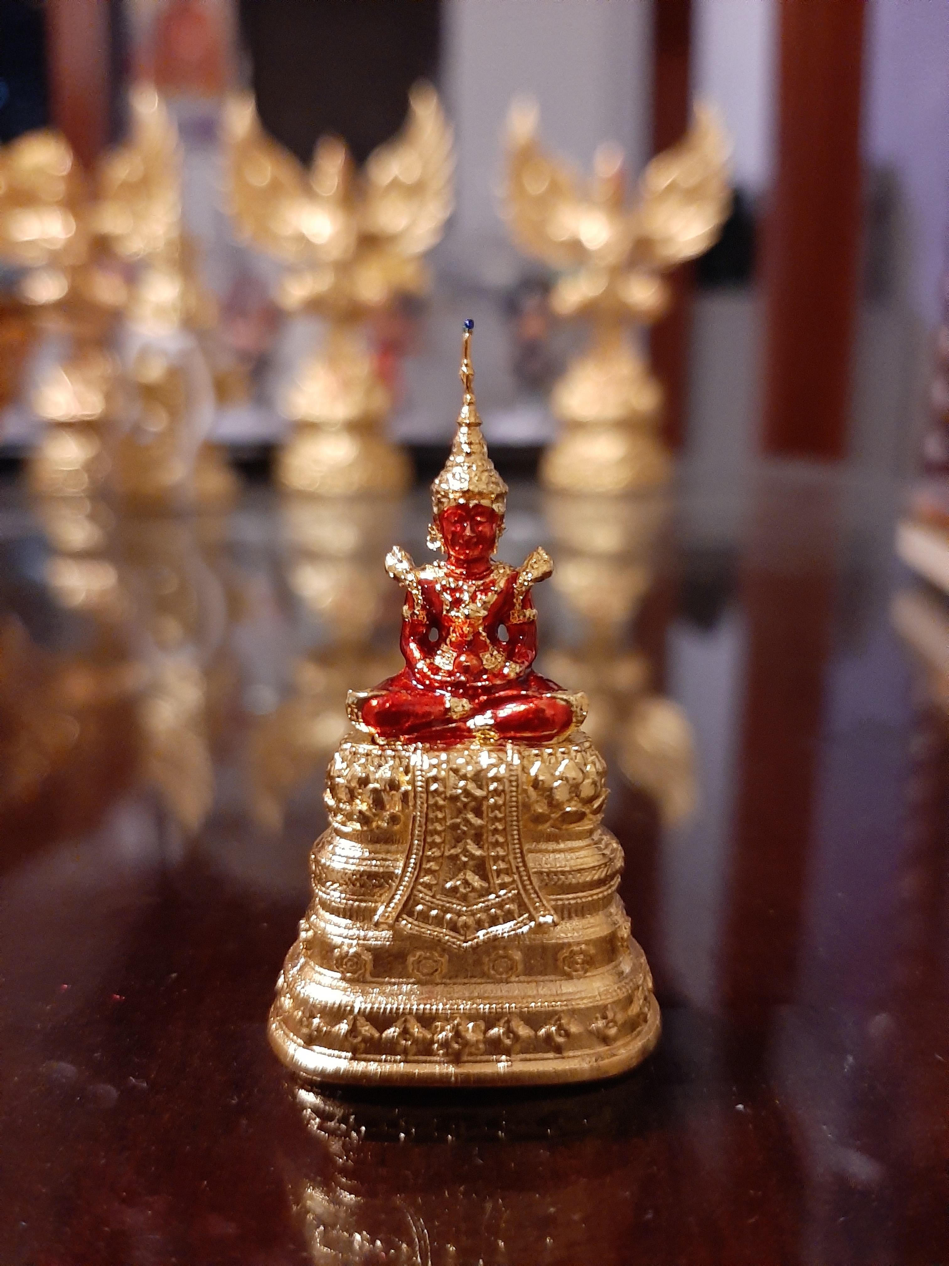 พระแก้วแดง (ชุบทองลงยาแดง) หลวงตาม้า วัดถ้ำเมืองนะ