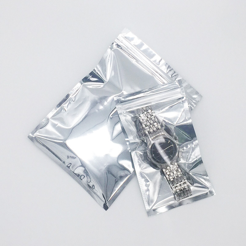 ถุงซิปล็อคก้นแบน หน้าใส หลังเงิน (ตั้งไม่ได้)