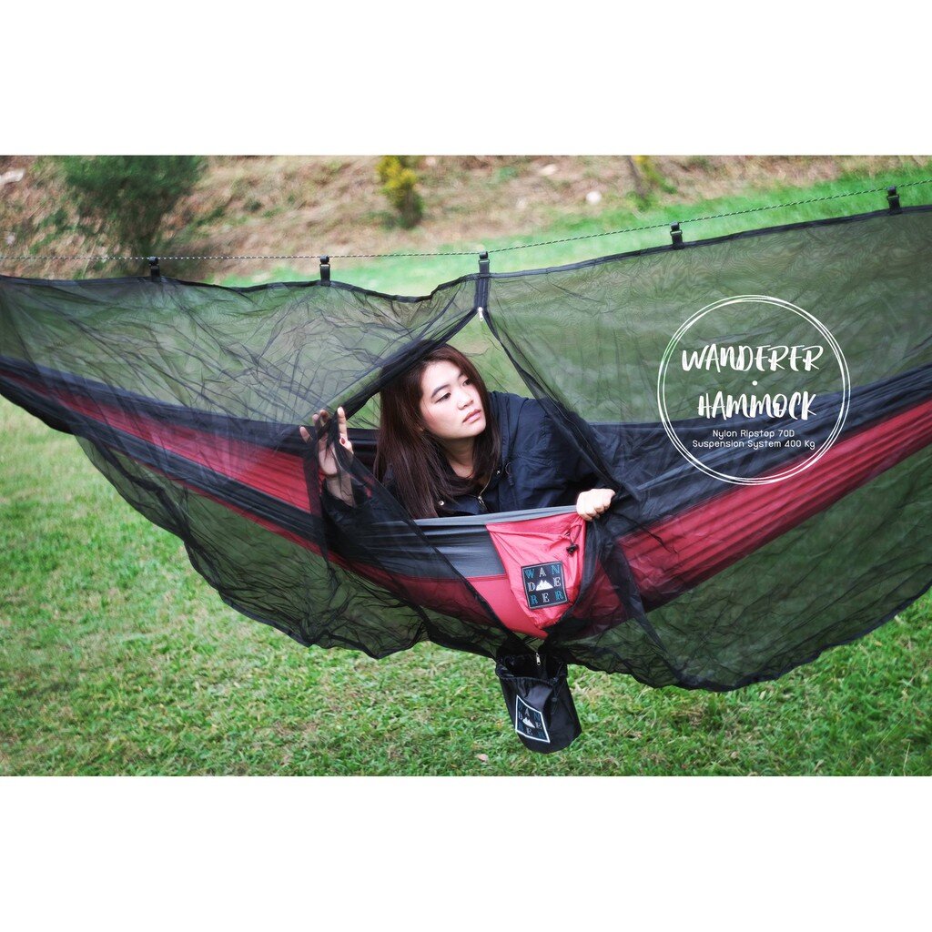 Wanderer Hammock ยาว 3 เมตร เปลเดินป่า เปลพกพา รับน้ำหนักได้ถึง 4 คน ขนาดใหญ่พิเศษ นอนสบาย พร้อมมุ้งและฟรายชีท มี 4 สี