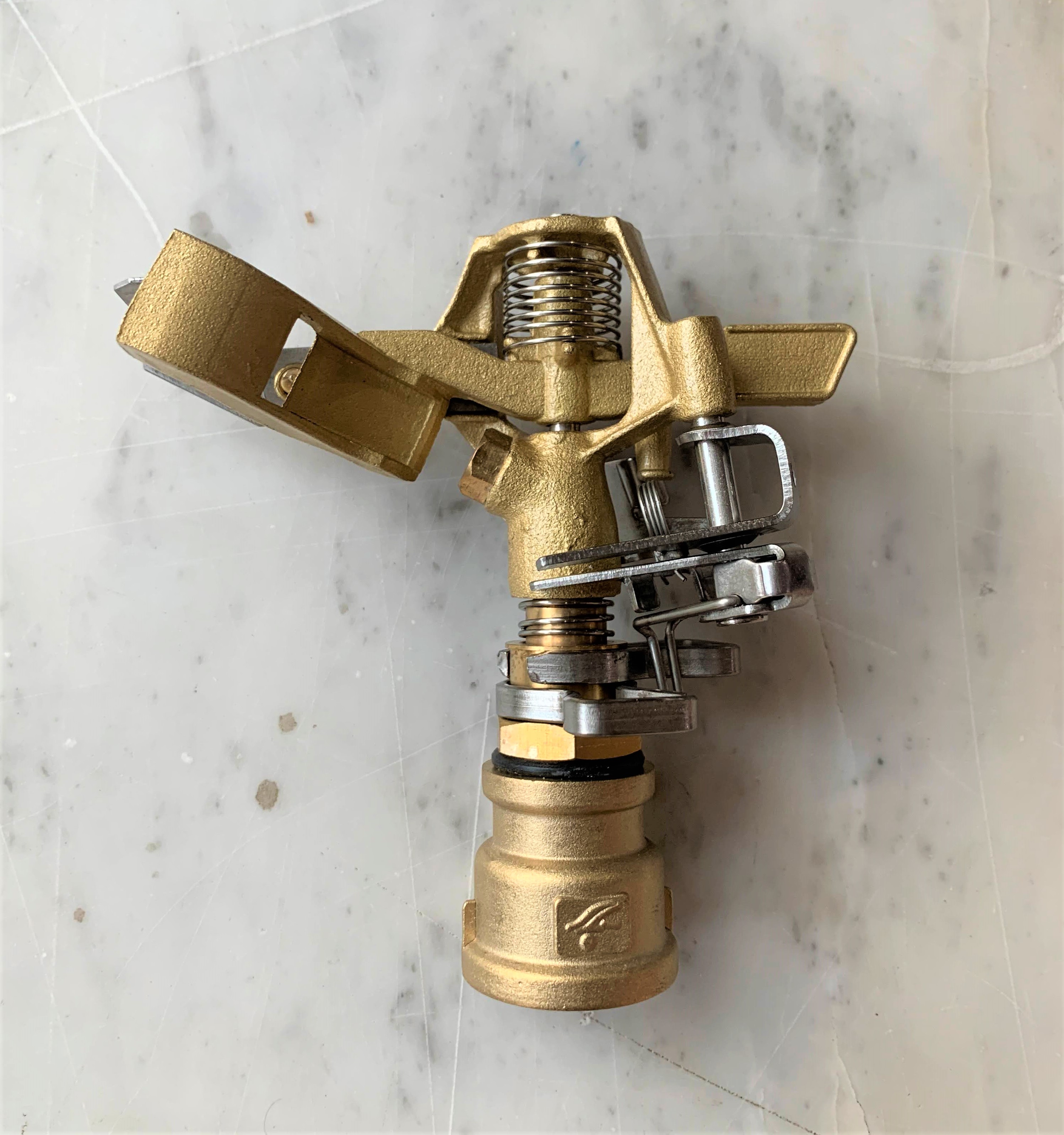 หัวสปริงเกอร์ ทองเหลืองแท้ สปิงสแตนเลส เกลียว 3/4" (6 หุน) รุ่น BR340i ปรับมุมได้ หมุนรอบตัวได้