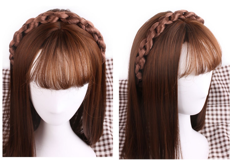 เปียคาดผม สีดำ ถักแบบเปียพันเกลียว ขนาด 3.5 ซ.ม. ด้านหลังเป็นสายยางยืด