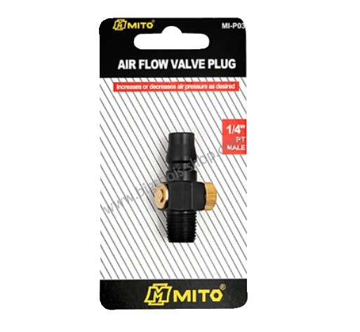 MITO : ข้อต่อคอปเปอร์ เกลียวนอก 1/4" PT ชนิด มีวาล์ลปรับลม (MI-P03)