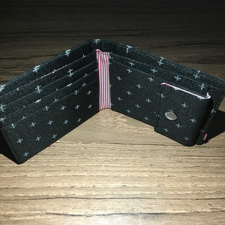 กระเป๋าสตางค์ Herschel Supply Roy Coin Wallet - Black Gridlock with RFID Blocking ของแท้ พร้อมส่ง