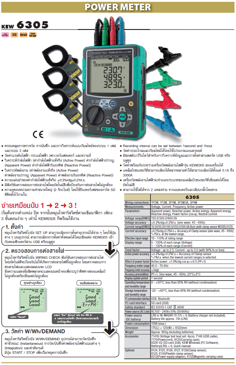 KYORITSU พาวเวอร์มิเตอร์ รุ่น 6305-00