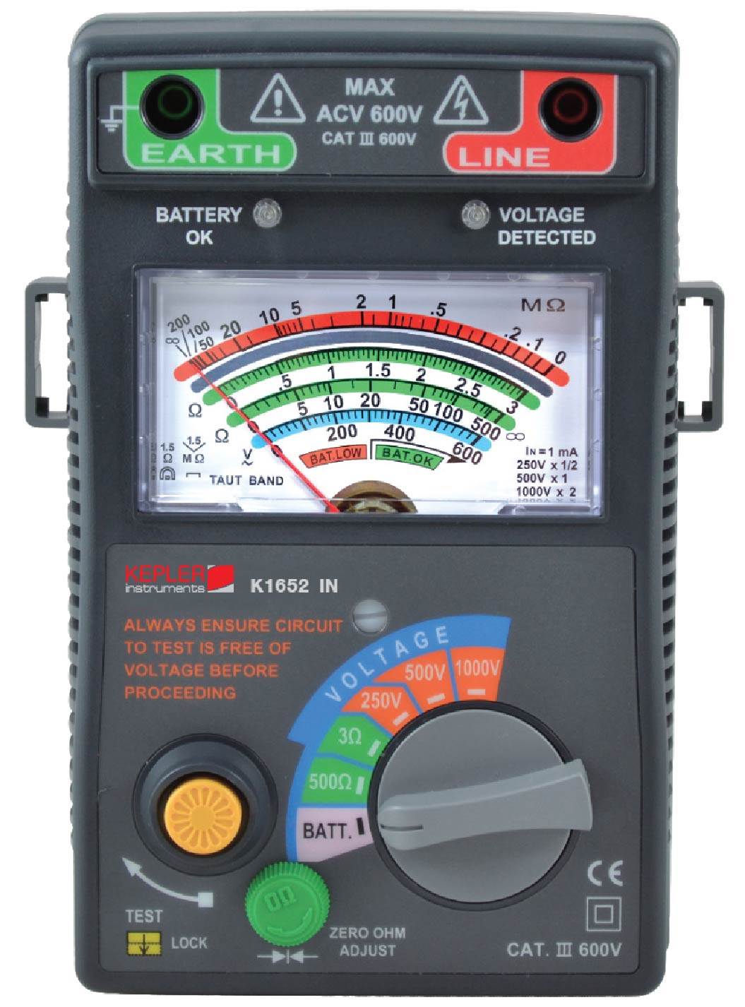 เครื่องทดสอบฉนวนไฟฟ้าแบบอนาล็อก (1kV Below) แบรนด์ KEPLER รุ่น K1652 IN
