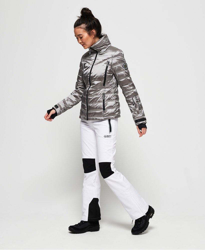 เสื้อกันหนาวสกี Superdry Slim Chevron Funnel Puffer Jacket - Silver Shimmer ของแท้ พร้อมส่ง