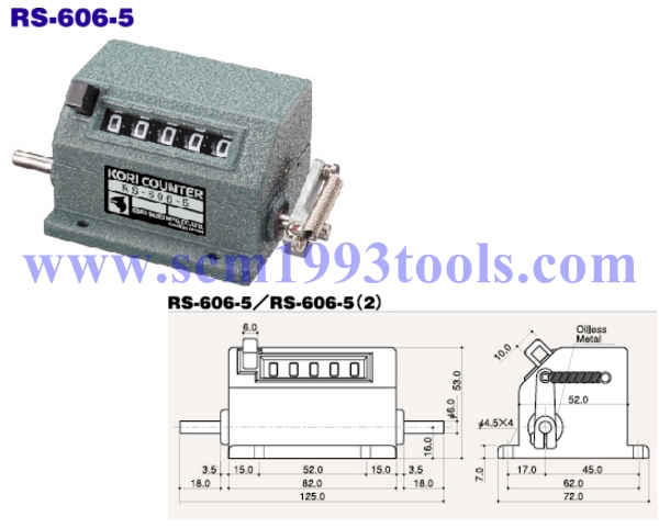 KORI โกริ นับเลขกระตุก รุ่น RS-606-5 (2) หมุนซ้าย เพลาสองข้าง rachet counter ญี่ปุ่น