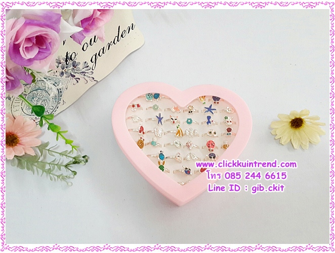 แหวน แฟชั่น คละไซส์ เซต 36 วง คละแบบ พร้อมกล่องใส่แหวนรูปหัวใจ