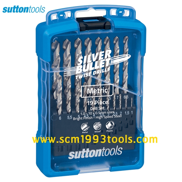 SUTTON SM2 ซัตตัน ดอกสว่านเจาะเหล็ก ไฮสปีด 1-10mm. 19 ดอก Drill Bit Set