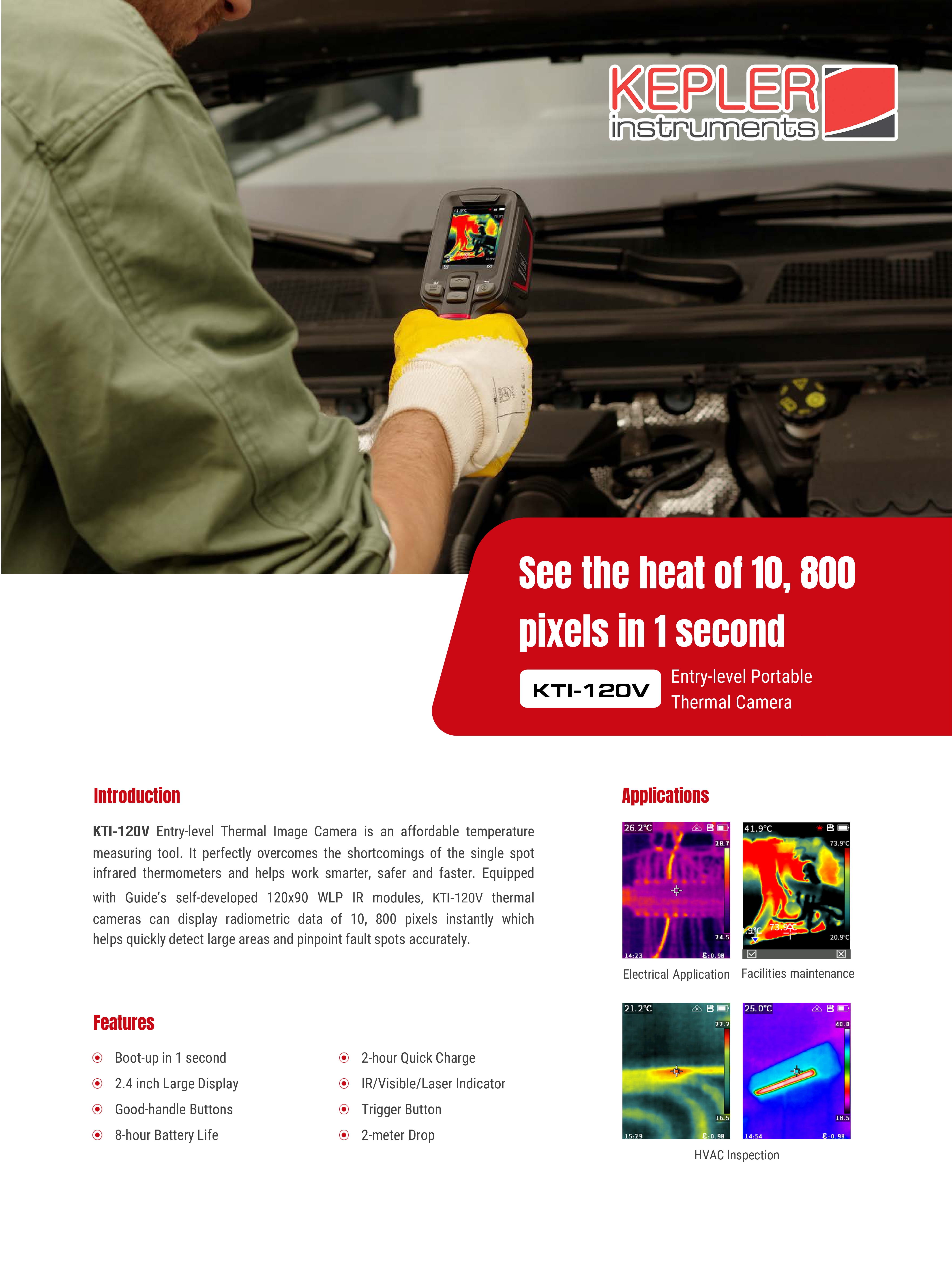 กล้องถ่ายภาพความร้อน KEPLER รุ่น KTI-120V : Portable Thermal Camera