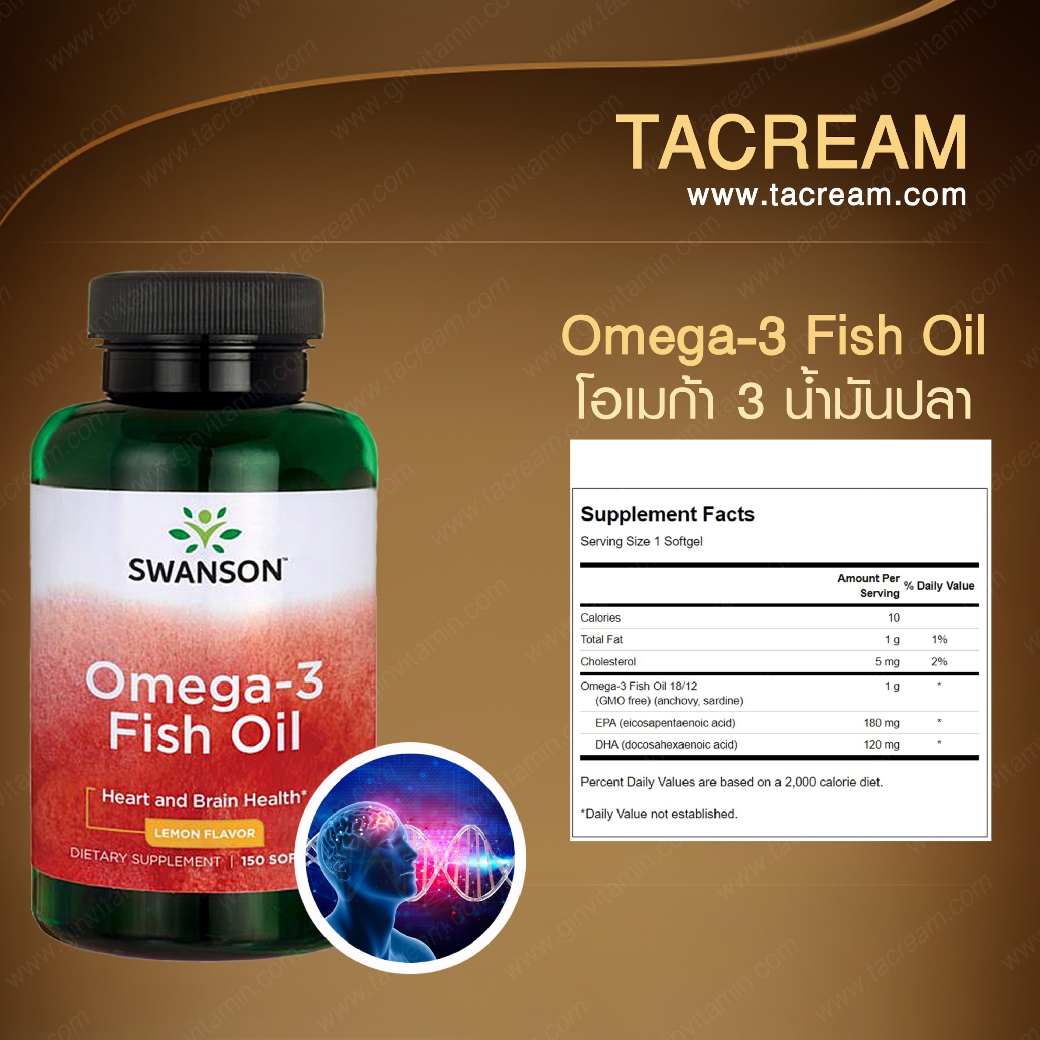 (S-5) Omega-3 Fish Oil (60 oil cap./bottle) น้ำมันปลา (60เม็ด/ขวด)