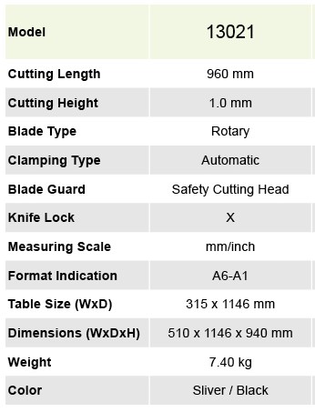 เครื่องตัดกระดาษ A6 - A1 รุ่น 3021 (13021)