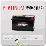 แบตเตอรี่ รถยนต์ PLATINUM 59043 LN4 12V