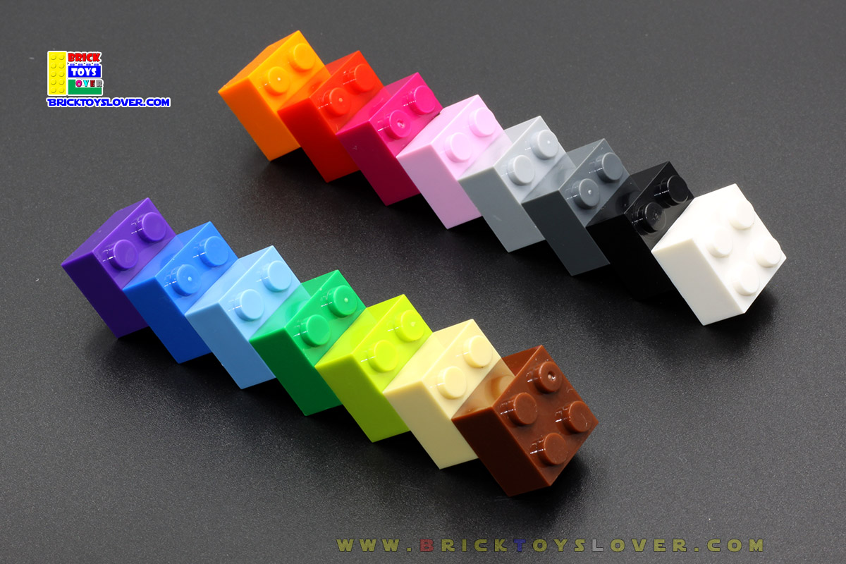 BRT022 ตัวต่ออิสระสีเดียวขนาด 2x2 ปุ่ม น้ำหนัก 100 กรัมบรรจุ 75 ชิ้น