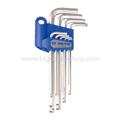 คิง โทนี่ : ประแจแอล หัวบอล ยาว ชุด 9 ตัว (หน่วย : นิ้ว) King Tony : 9 PC. Ball Hex Key Set (20129SR)