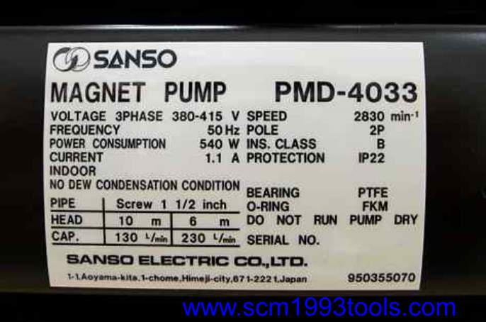 SANSO รุ่น PMD-4033 ปั๊มน้ำยาเคมี ใบพัดแม่เหล็ก MAGNET DRIVE SEALLESS PUMP