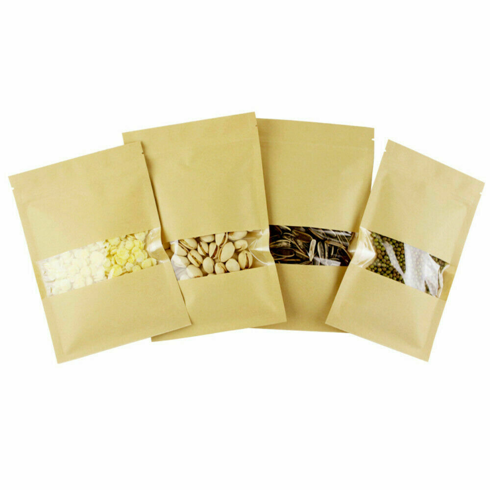 ถุงคราฟท์หน้าต่าง ซิปล็อคก้นแบน (ตั้งไม่ได้)