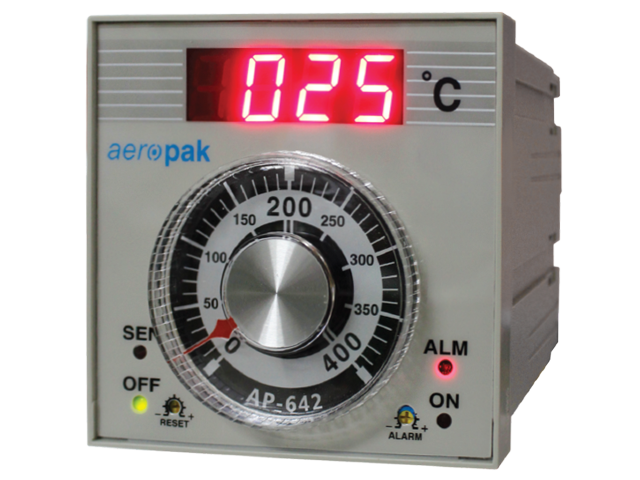 เครื่องวัด-ควบคุมอุณหภูมิแบบติดแผง Aeropak รุ่น AP-642 400 CA+AL (Temperature indicating controllers)