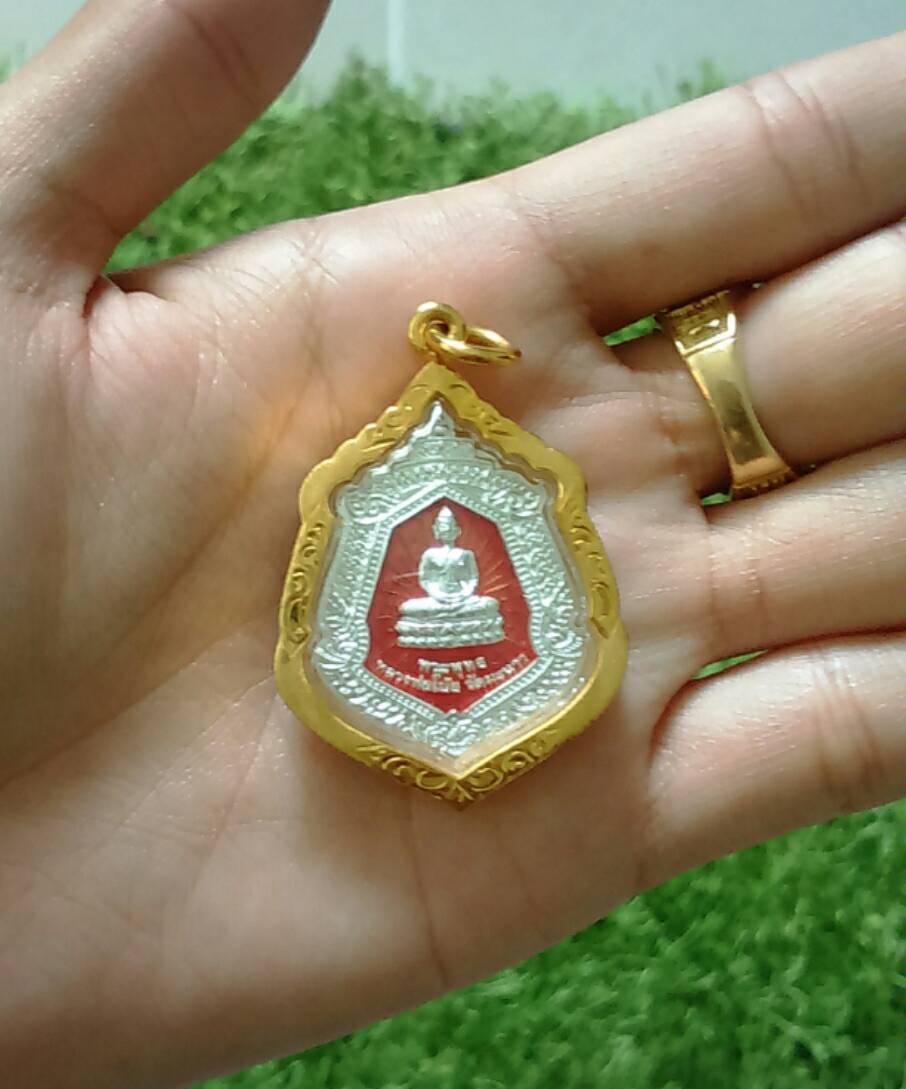 เหรียญพระพุทธ หลวงพ่อโบ้ย วัดมะนาว เลี่ยมกรอบไมครอน