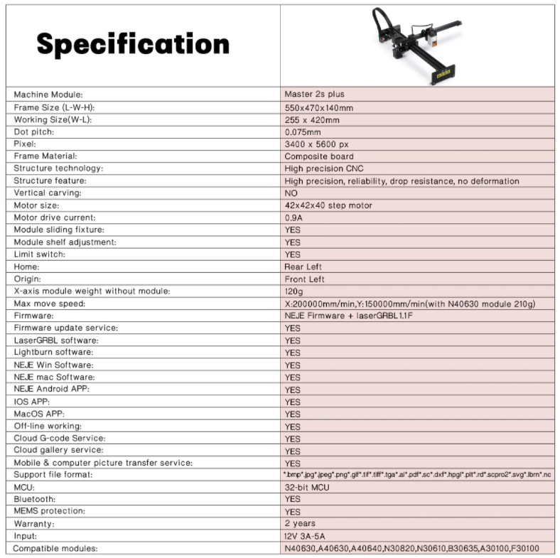 30W Laser Engraver, Cutter 2S Plus 255 x420 mm
