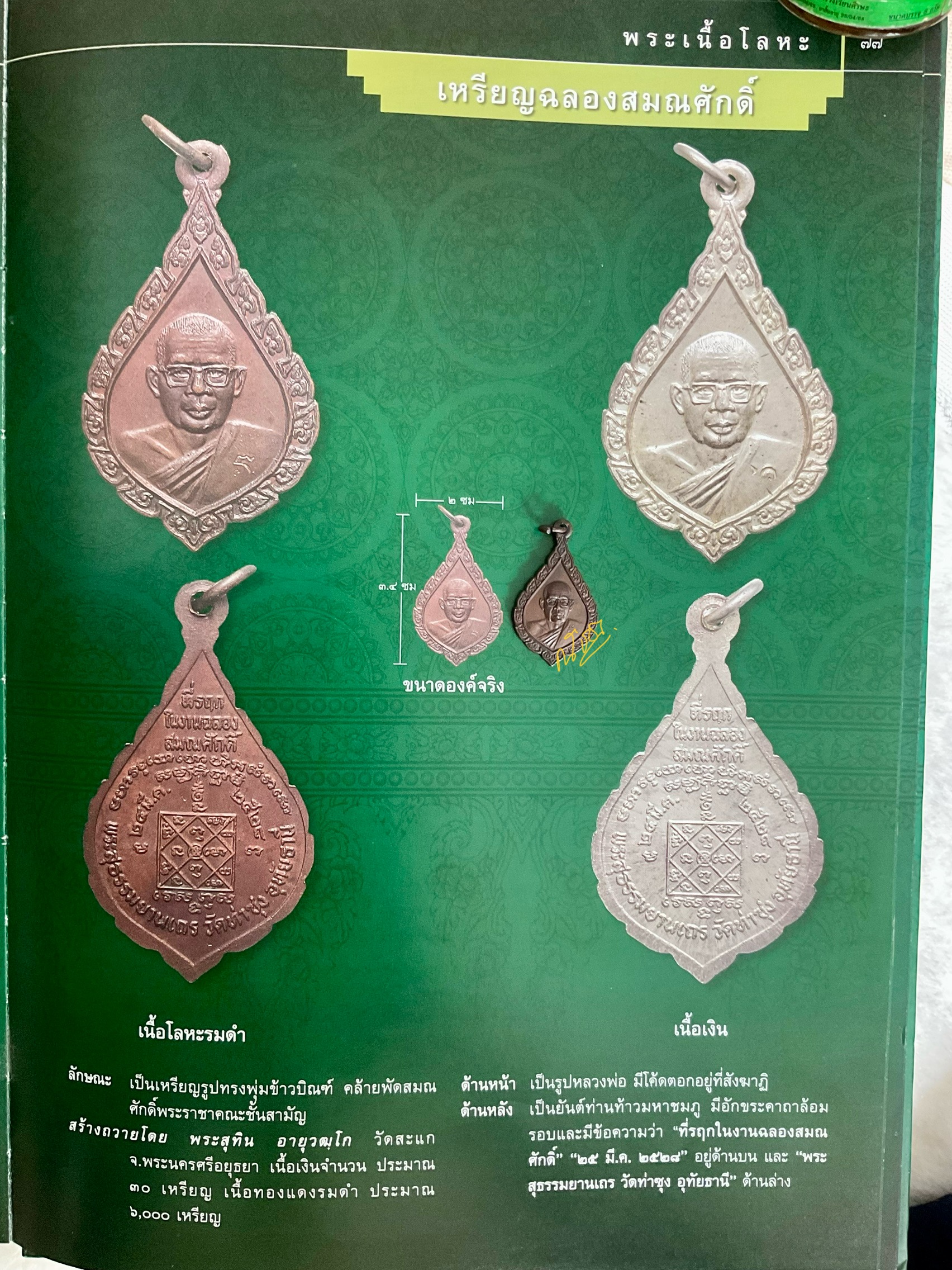 เหรียญฉลองสมณศักดิ์ (เหรียญเลื่อนฯ) ปี 2528 หลวงพ่อฤาษีลิงดา สร้างน้อยพบเห็นยาก