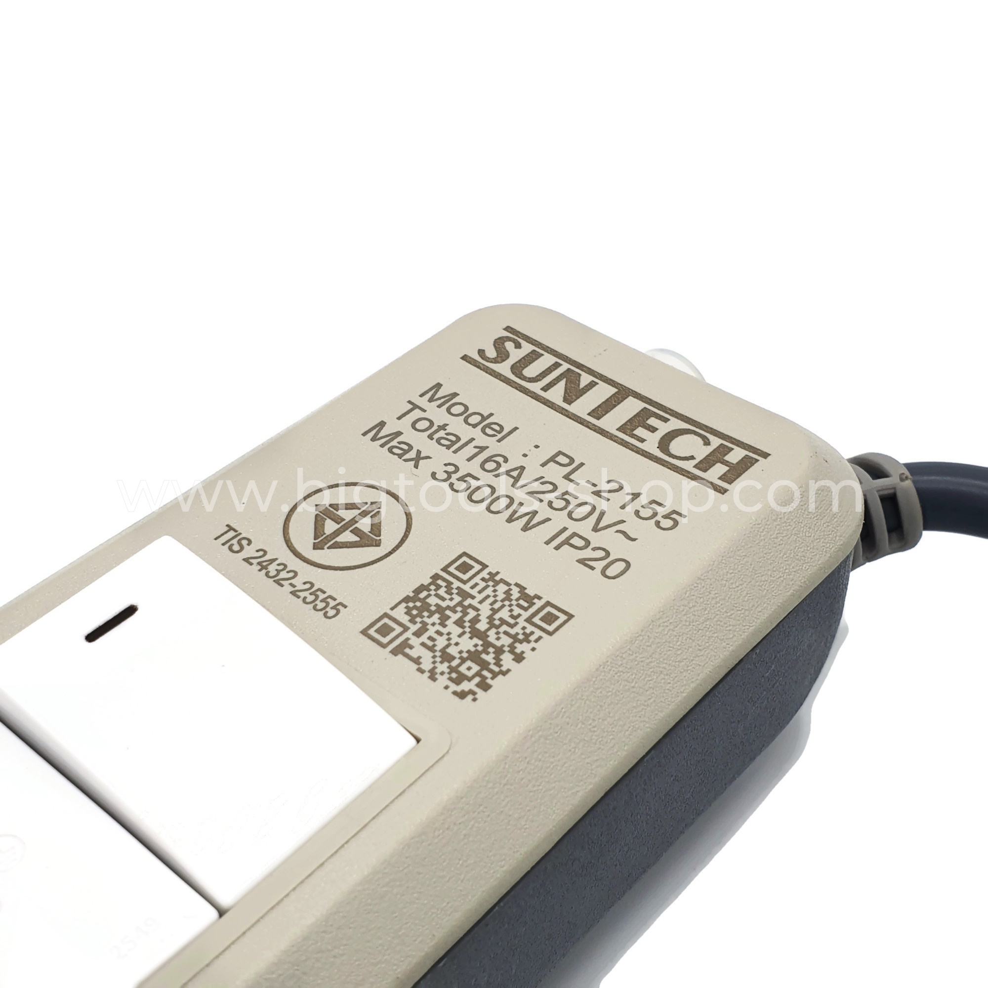 SUNTECH ชุดปลั๊กพ่วง 5 ช่อง 1 สวิตช์ ยาว 5 เมตร 16A 3,500W (สายไฟ 3 x 1.5 Sq.mm.)