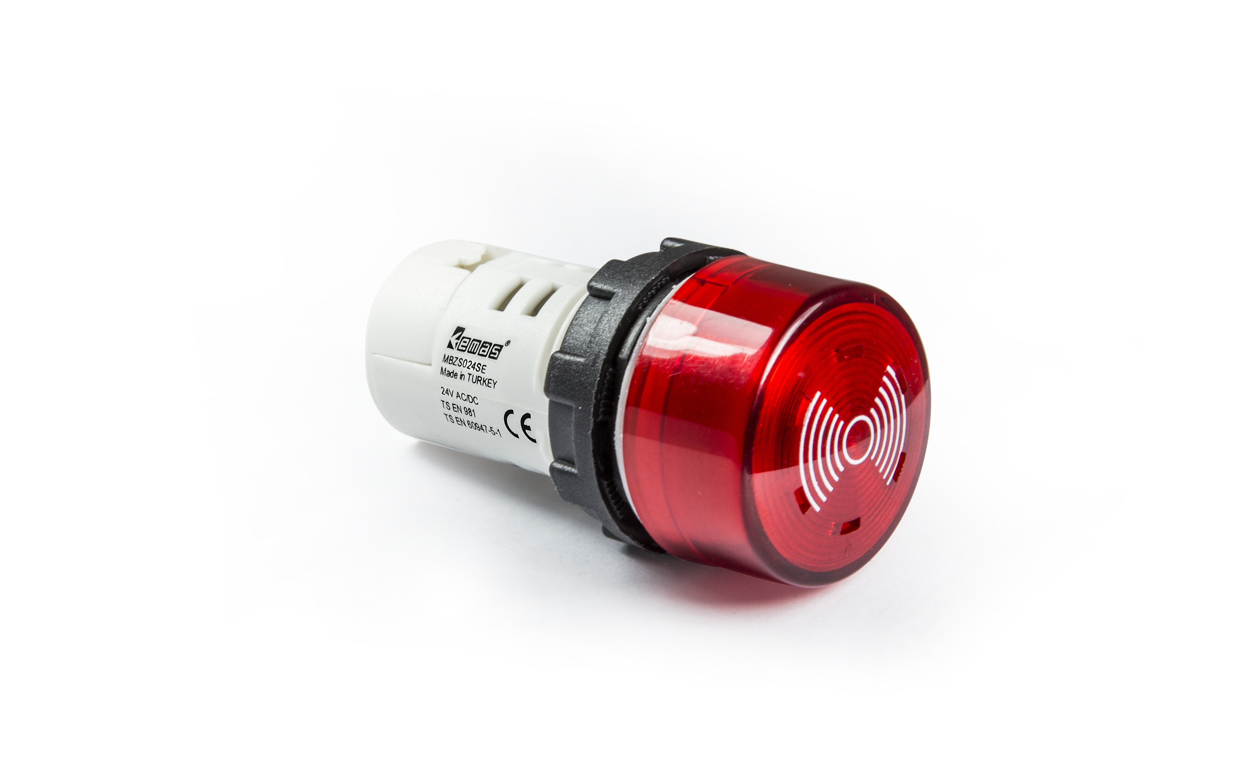 Buzzer With Lamp 22mm. Model : MBZS220S 220VAC RED EMAS