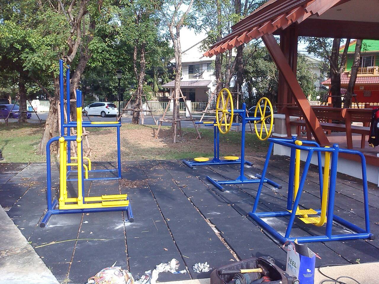 รหัส SM ผลงานติดตั้ง (หมู่บ้านจัดสรรพฤกษ์ลดา รังสิต คลอง 4 - อ.ลำลูกกา จ.ปทุมธานี) เครื่องออกกำลังกายกลางแจ้ง