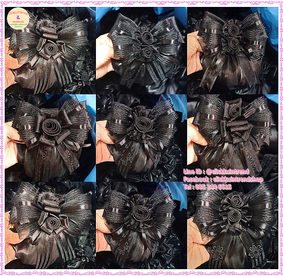 เน็ตคลุมผมเกล้า ขายส่ง ขนาดใหญ่ เซต 10 ชิ้น (ผ้าคลุมผ้าไหม) คละสี