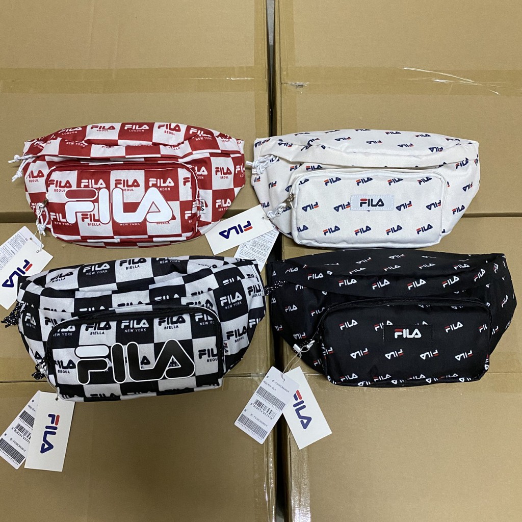 กระเป๋าคาดเอว Fila - All Over Pattern Coat Waist Bag ของใหม่ ของแท้ พร้อมส่ง กระเป๋าสะพายข้าง กระเป๋าคาดอก ฟีล่า