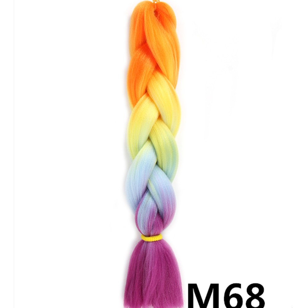 💥ไหมถักเปียสีล้วน24" 60cm 100g.+สี 4Tone 4สีไล่ระดับ