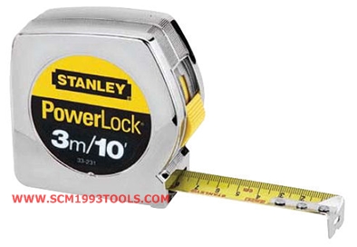 Stanley สแตนเล่ย์ ตลับเมตร รุ่น PowerLock ชุบโครเมี่ยม 3 เมตร (10 ฟุต) No. 33-231 Tape Rule